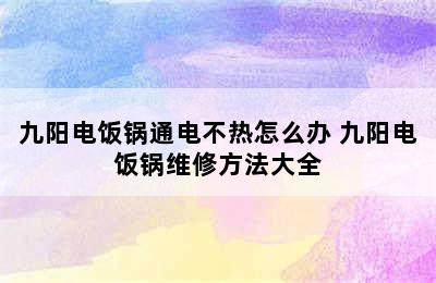 九阳电饭锅通电不热怎么办 九阳电饭锅维修方法大全